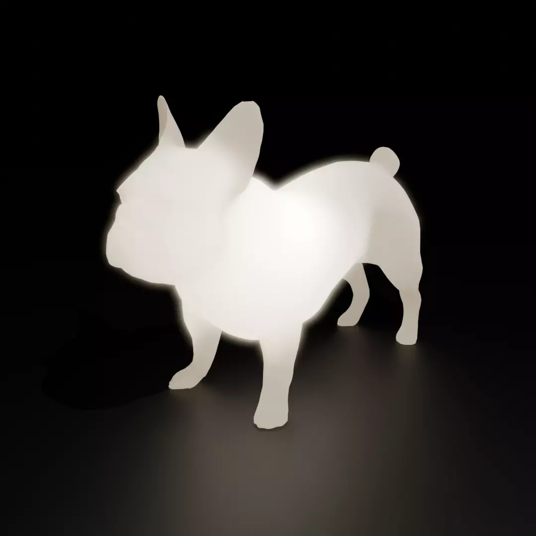 Indirect lighting for French bulldog 3D model_0