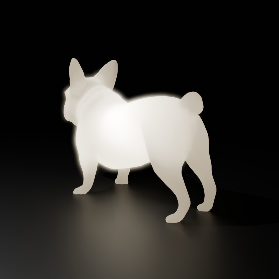 Indirect lighting for French bulldog 3D model_3