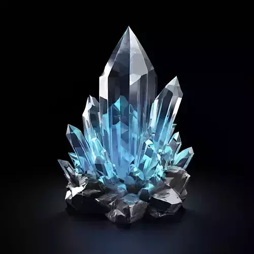 Realistic Blue Crystal Cluster on Rock
