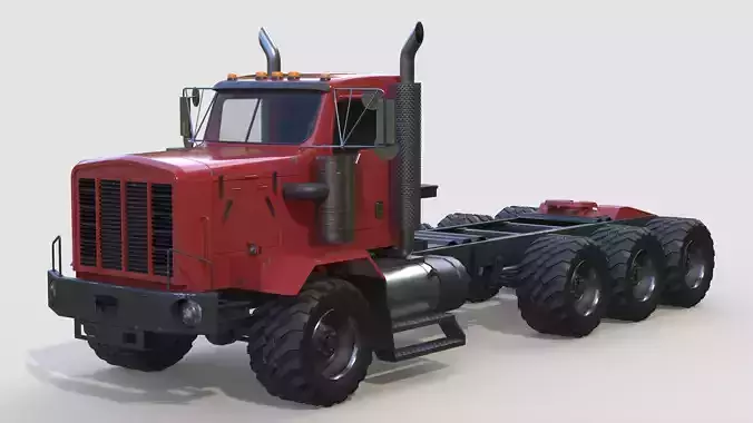 Severe Duty Oilfield Tridem Winch Truck Low-poly 3D model
