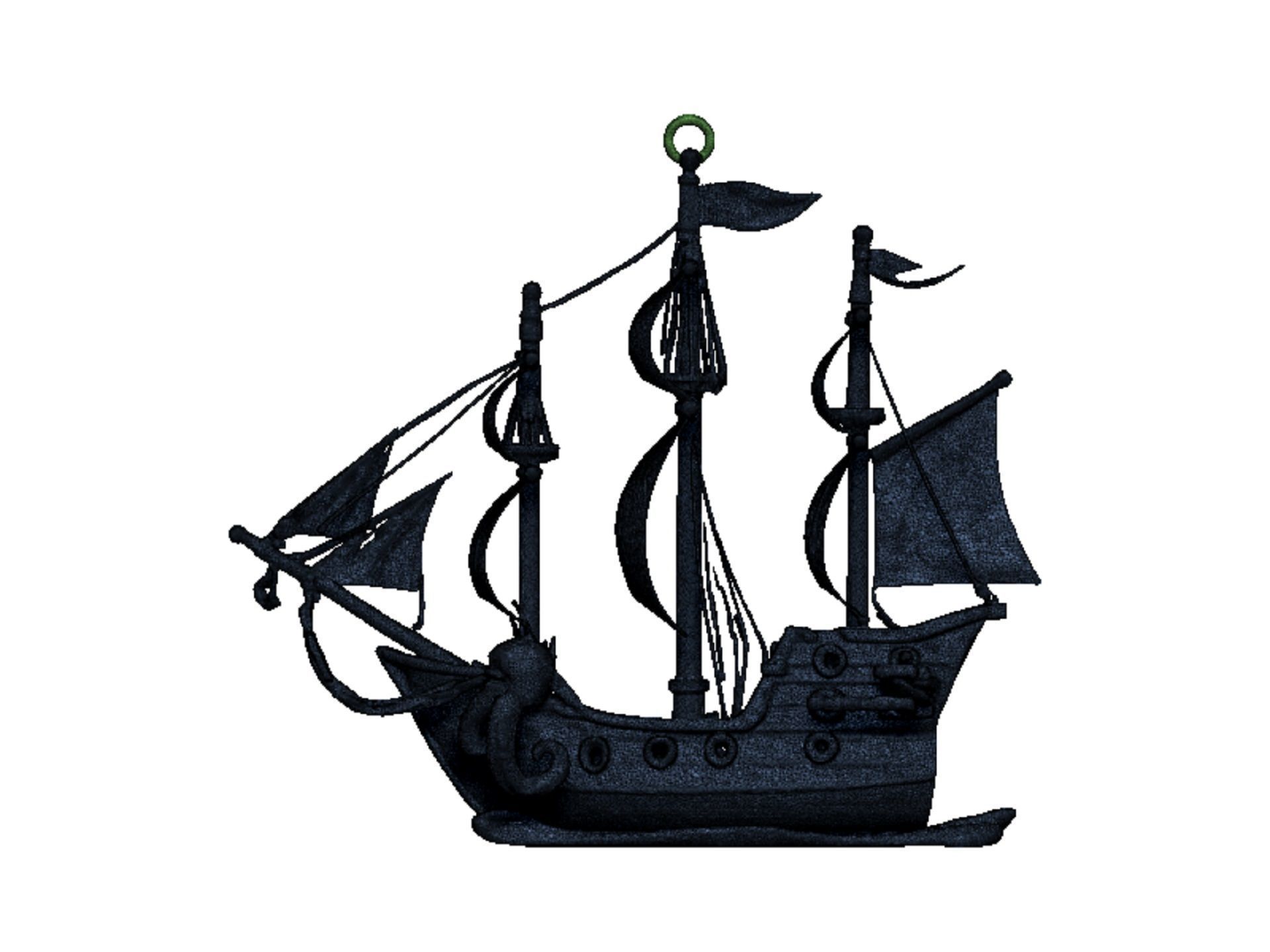 pirate ship and octopus pendant 3D print model_10