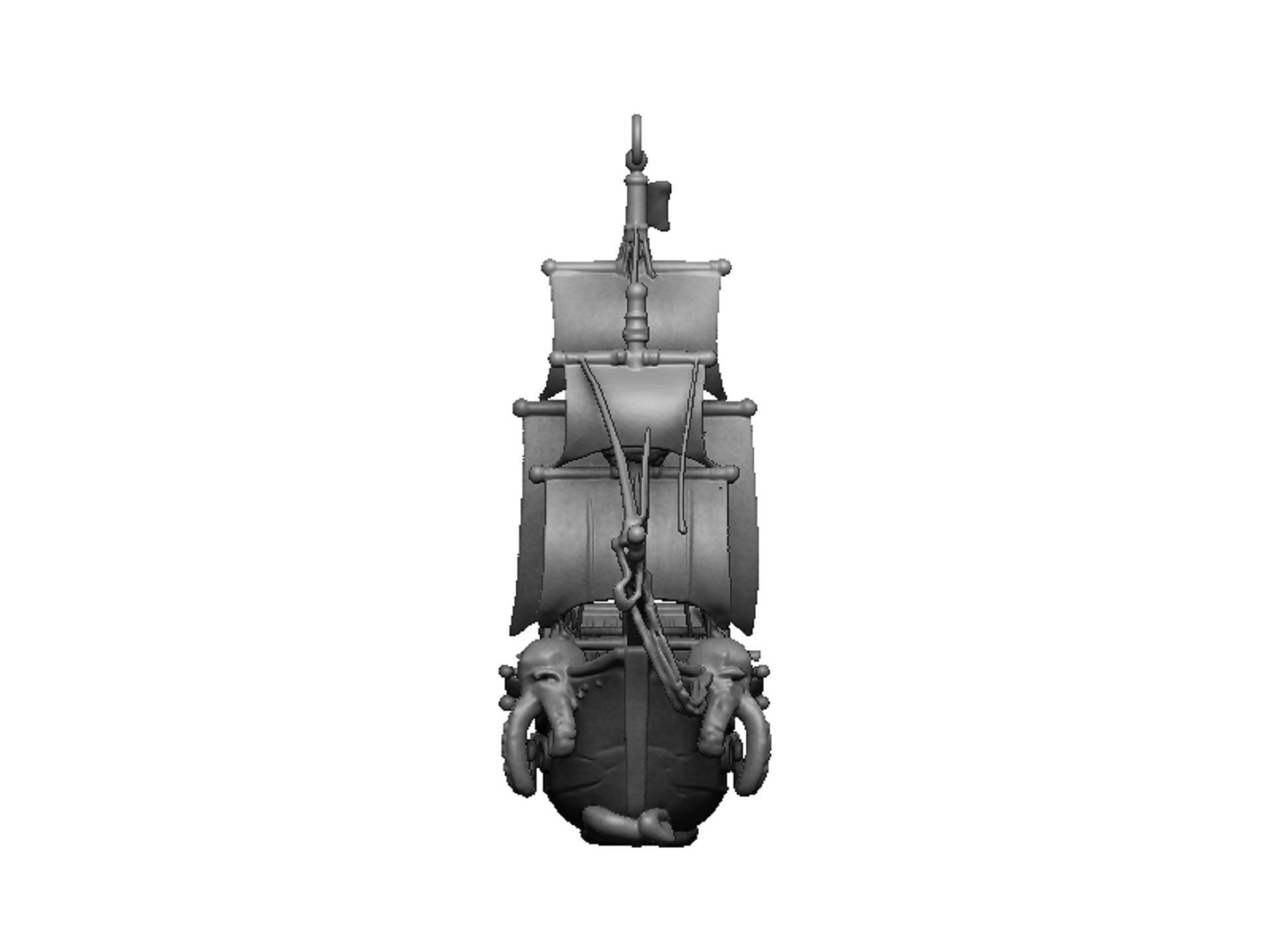 pirate ship and octopus pendant 3D print model_1