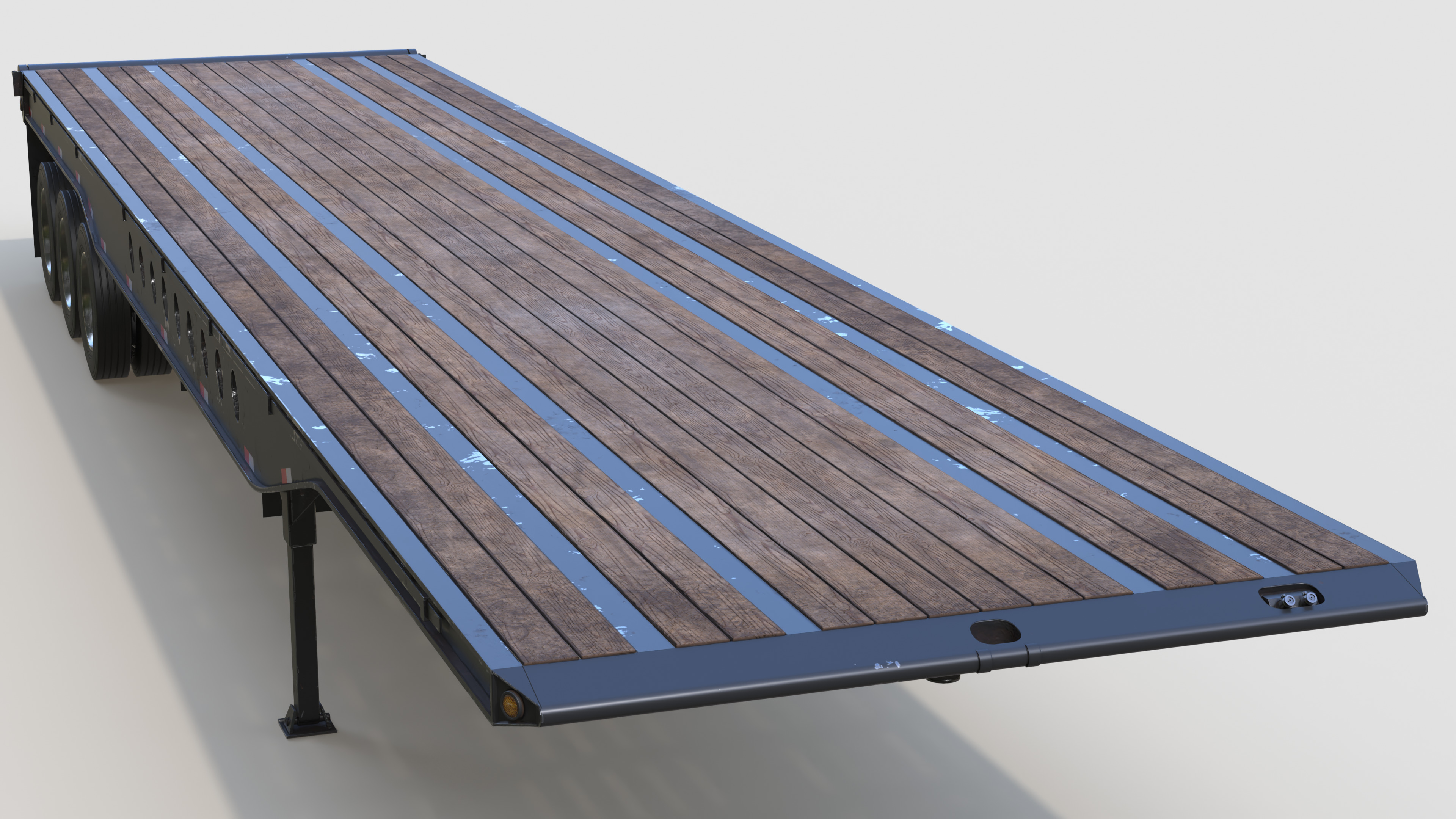 Tridem Oilfield Float Trailer Low-poly 3D model_3