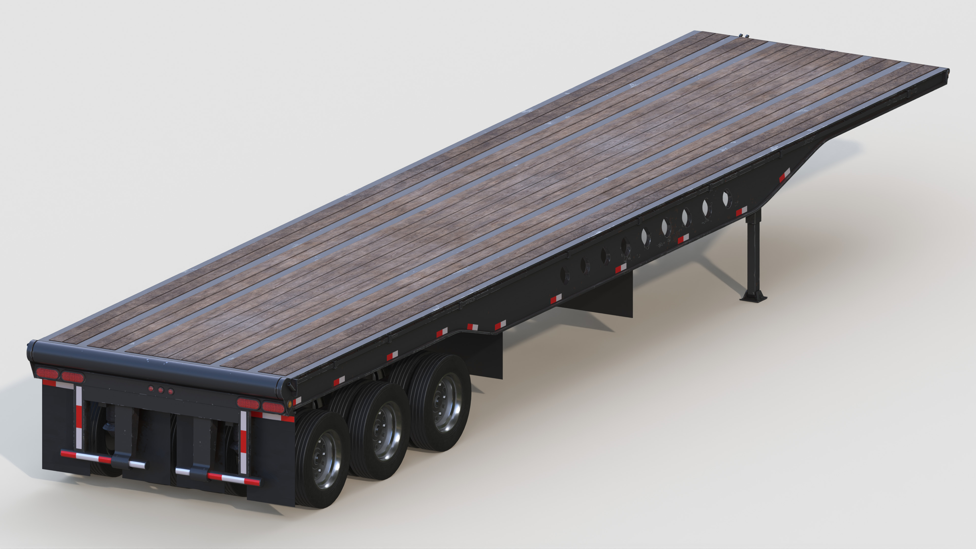 Tridem Oilfield Float Trailer Low-poly 3D model_4