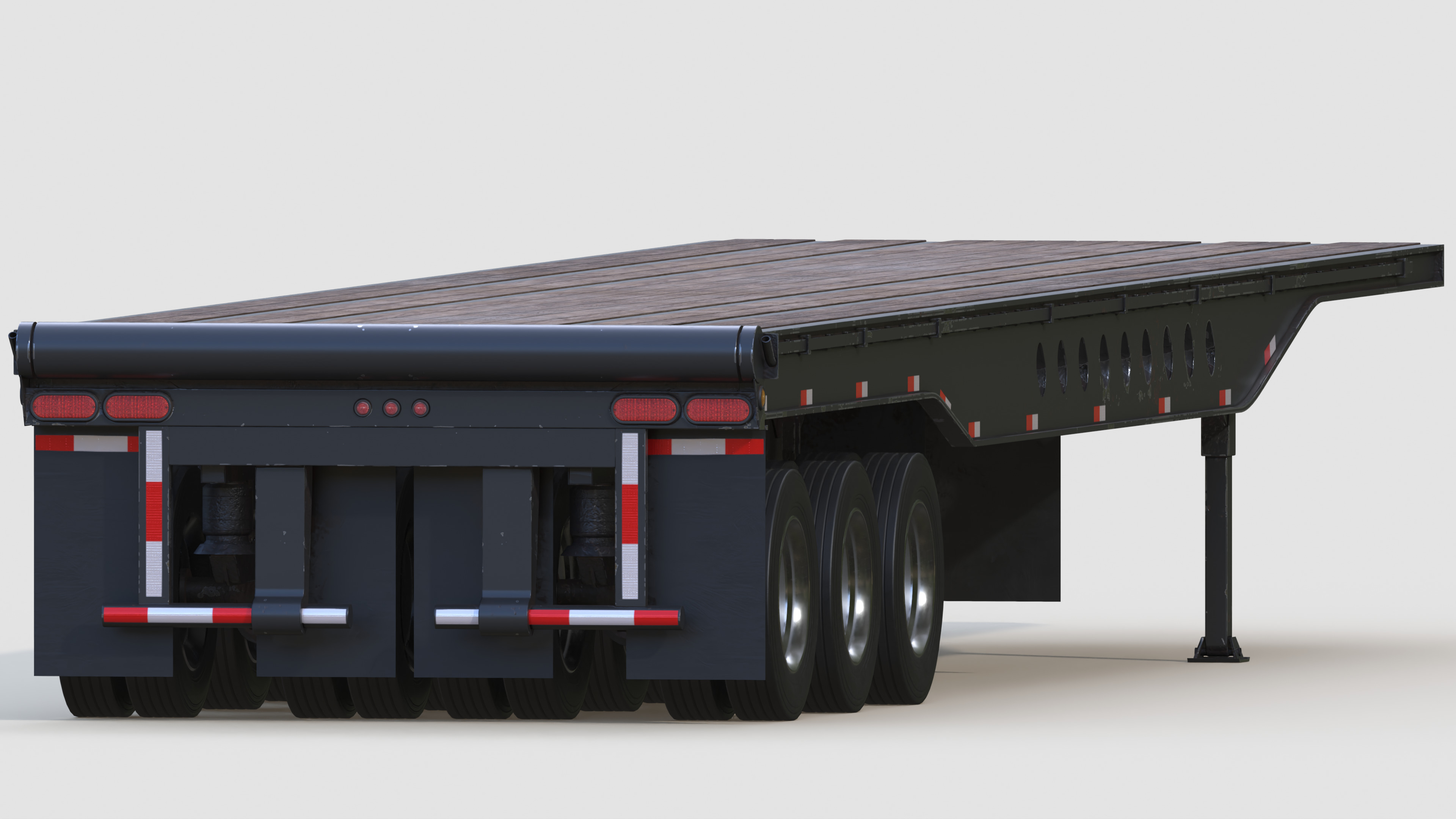 Tridem Oilfield Float Trailer Low-poly 3D model_5