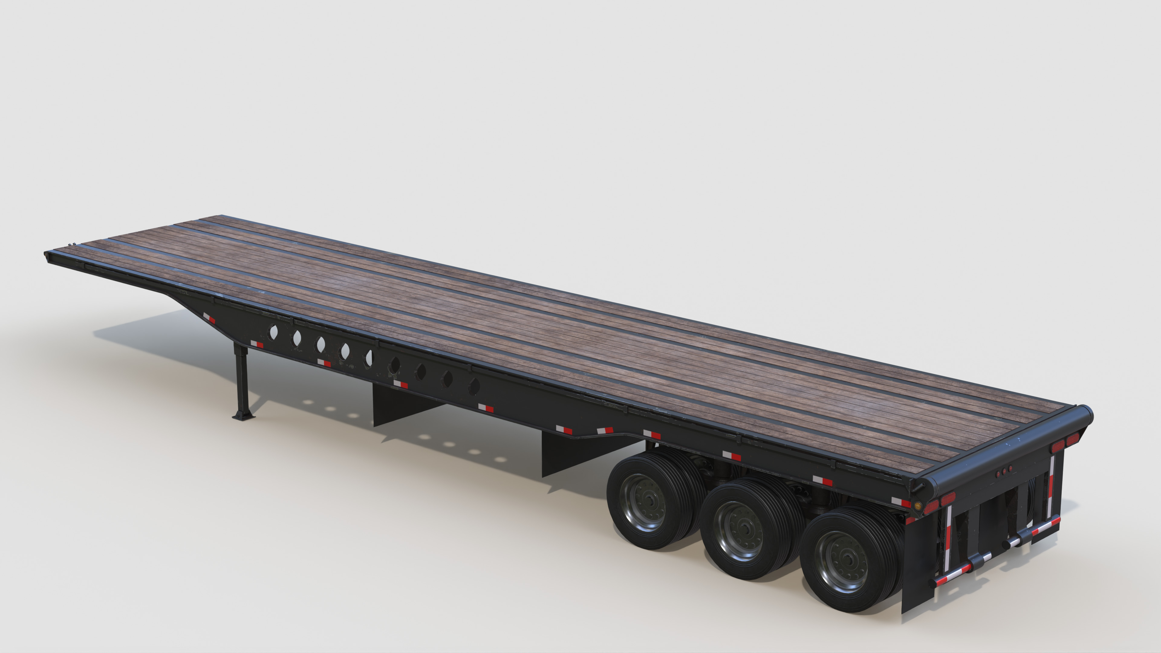 Tridem Oilfield Float Trailer Low-poly 3D model_1