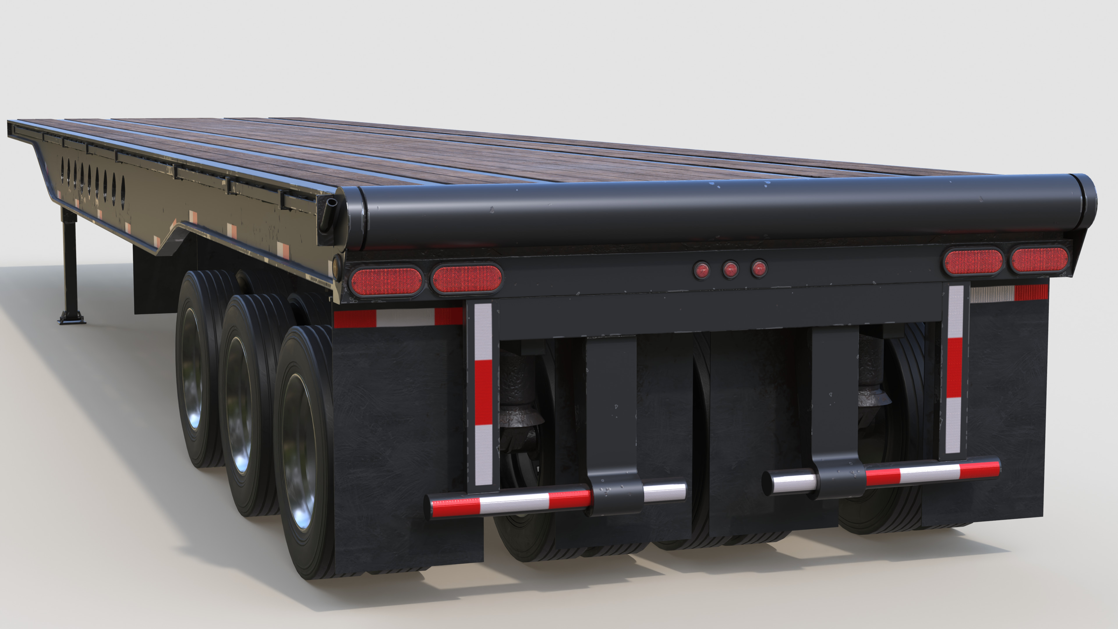 Tridem Oilfield Float Trailer Low-poly 3D model_2