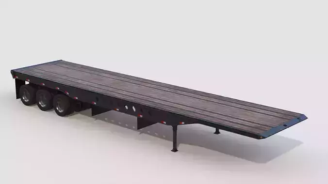 Tridem Oilfield Float Trailer Low-poly 3D model