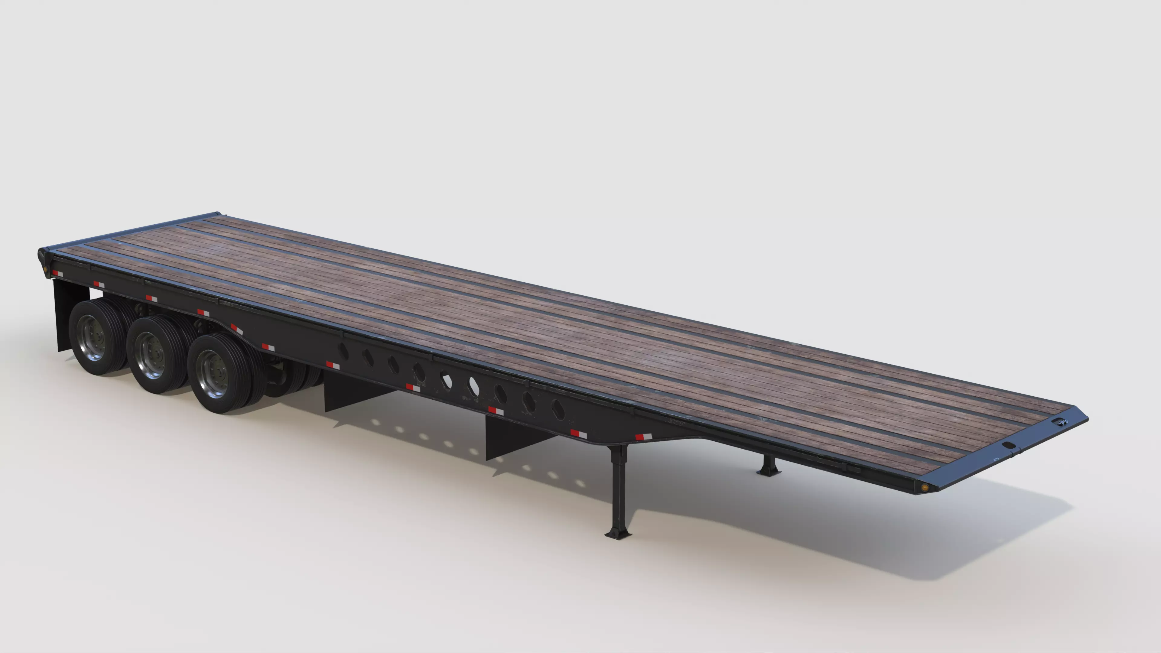 Tridem Oilfield Float Trailer Low-poly 3D model_0