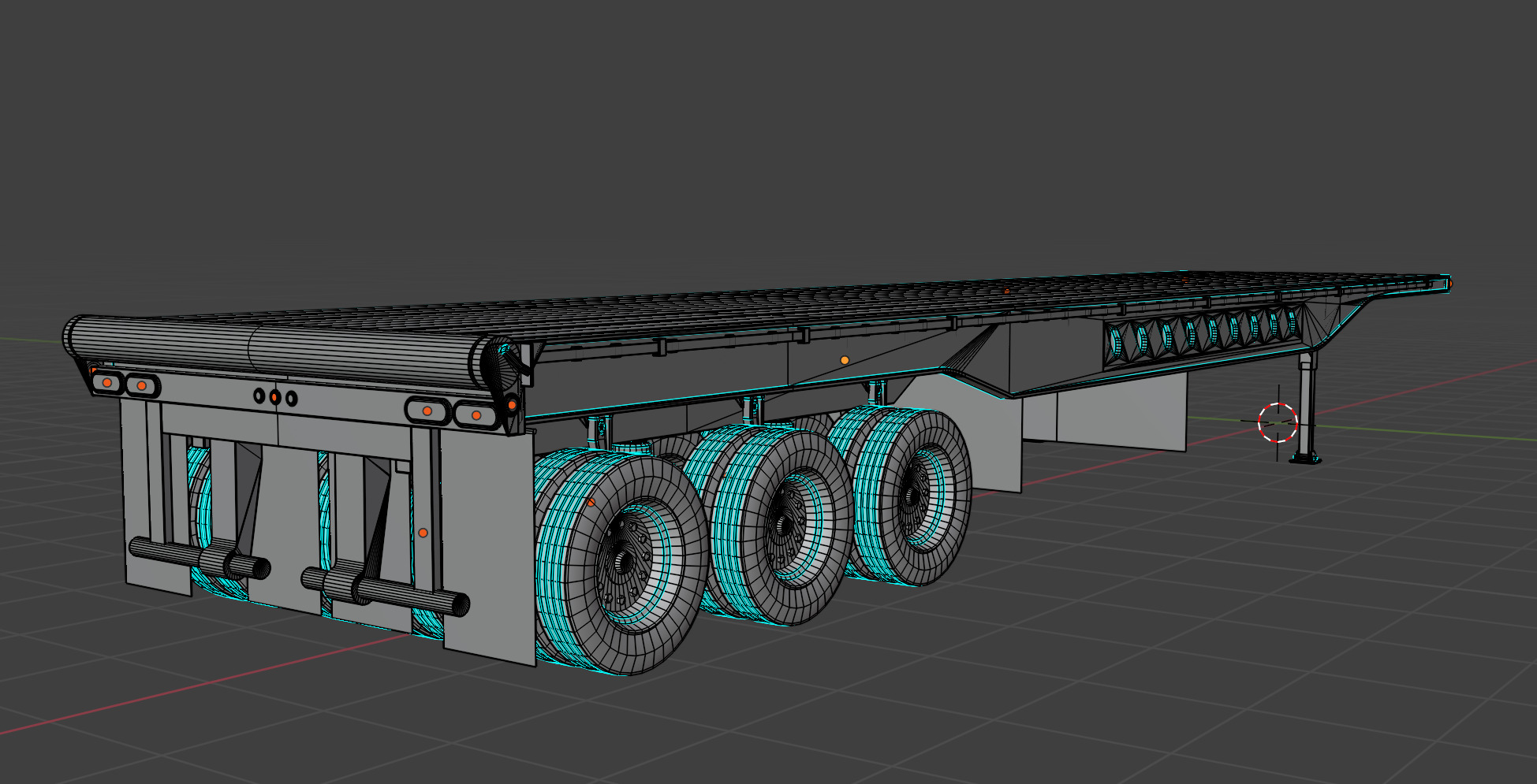 Tridem Oilfield Float Trailer Low-poly 3D model_6