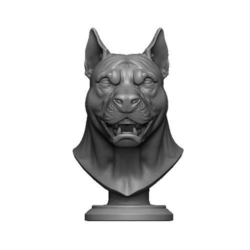 pitbull head bust 3D print model