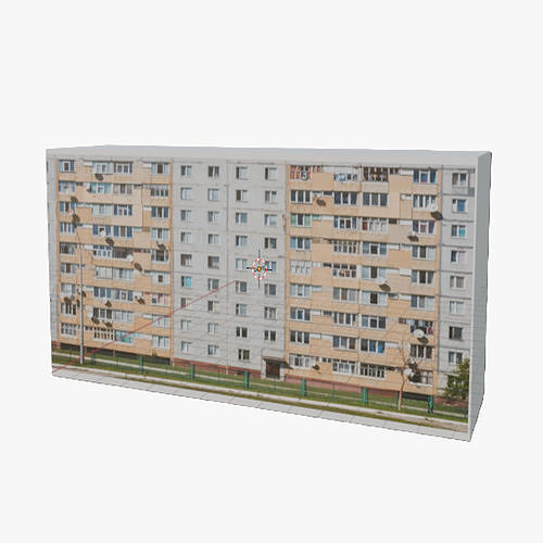 Balkan Apartment Block Model LowPoly Game Ready Low-poly 3D model