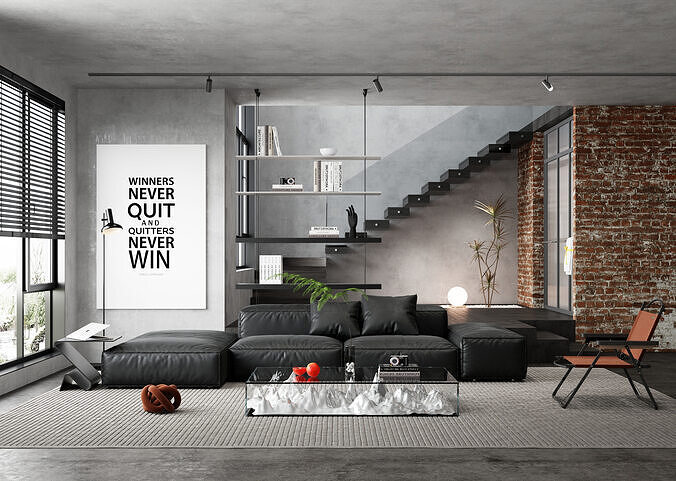Industrial Living Interior scene 3D model