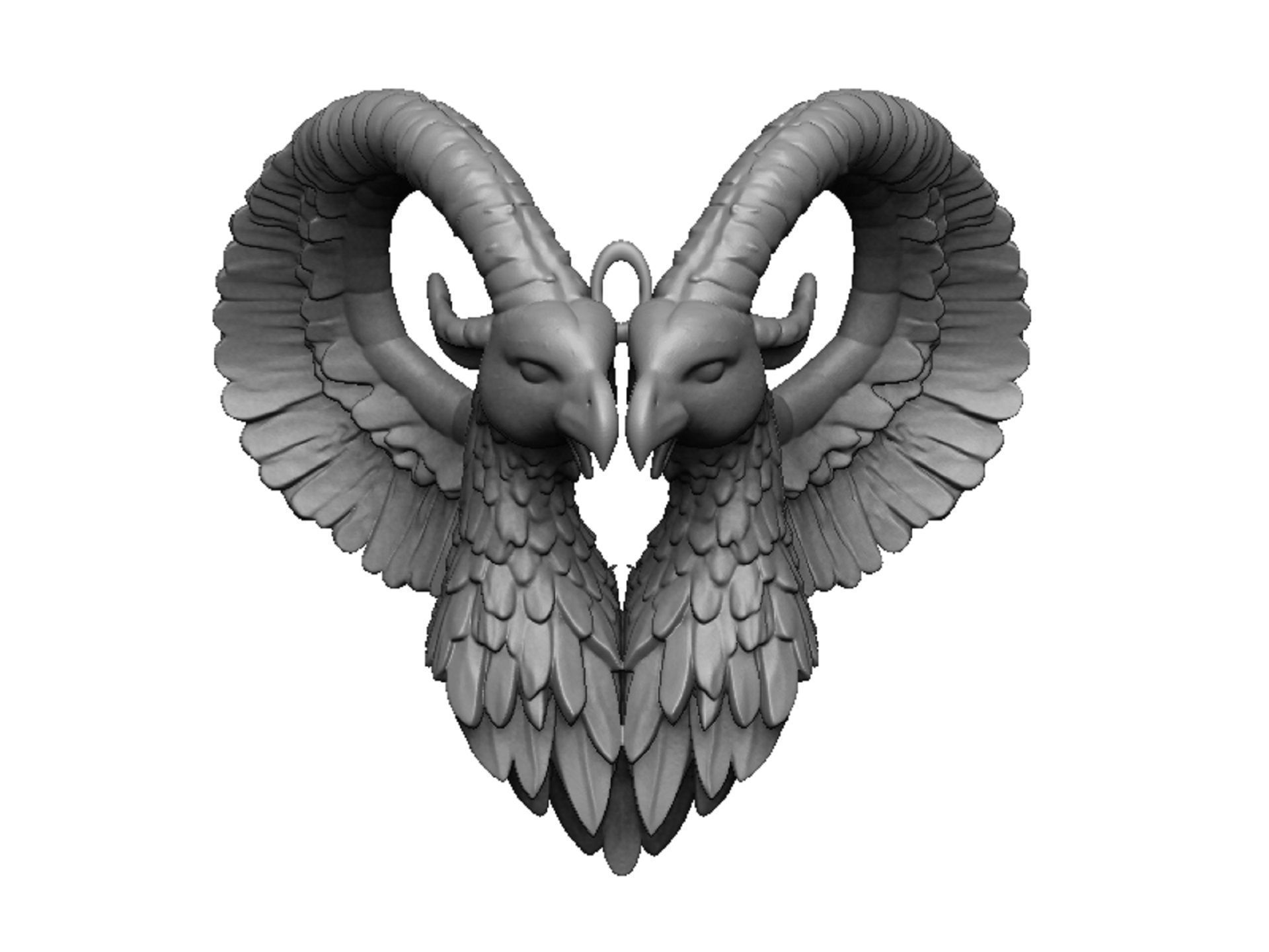 ram and eagle pendant 3D print model_6