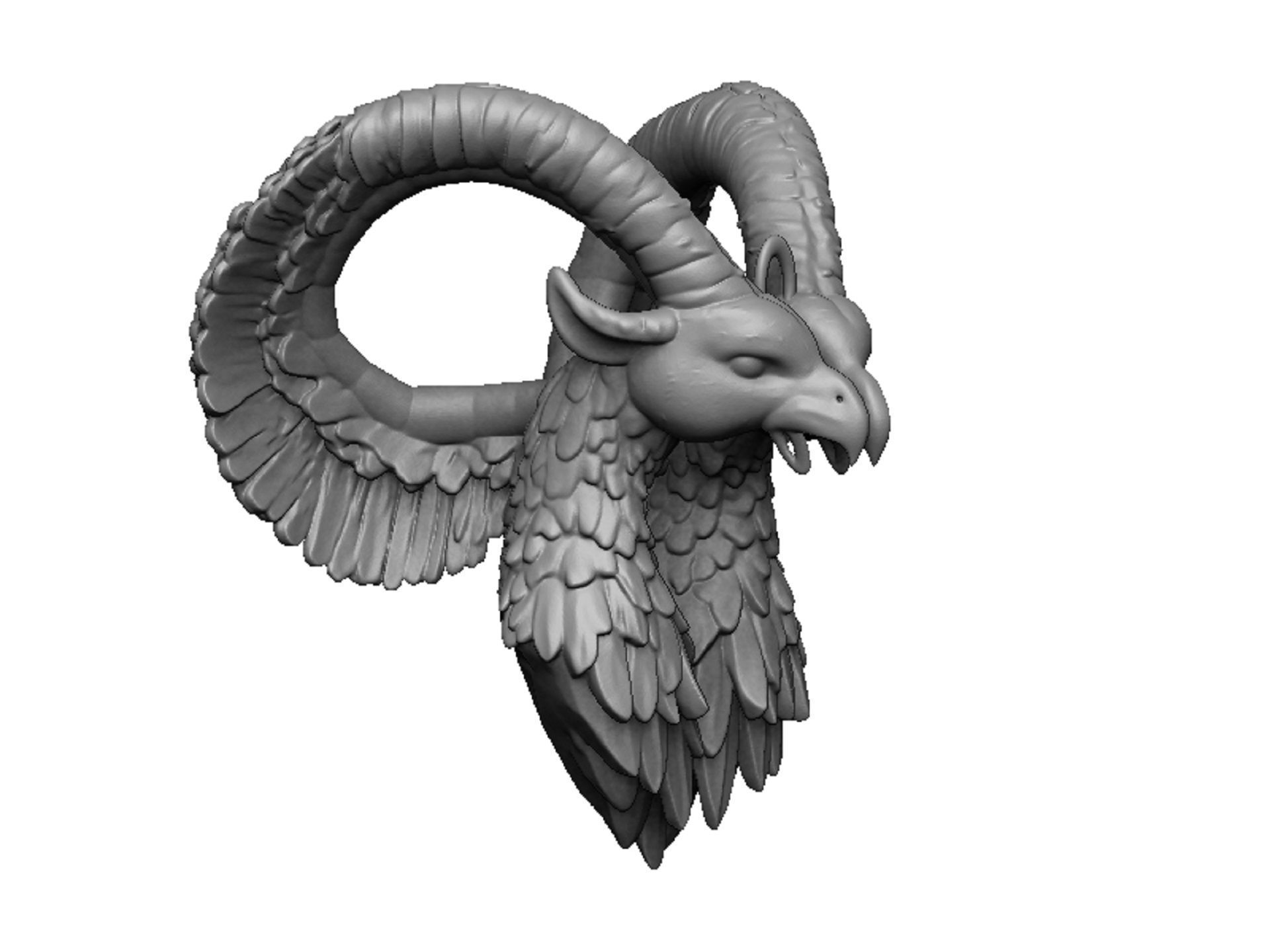 ram and eagle pendant 3D print model_1