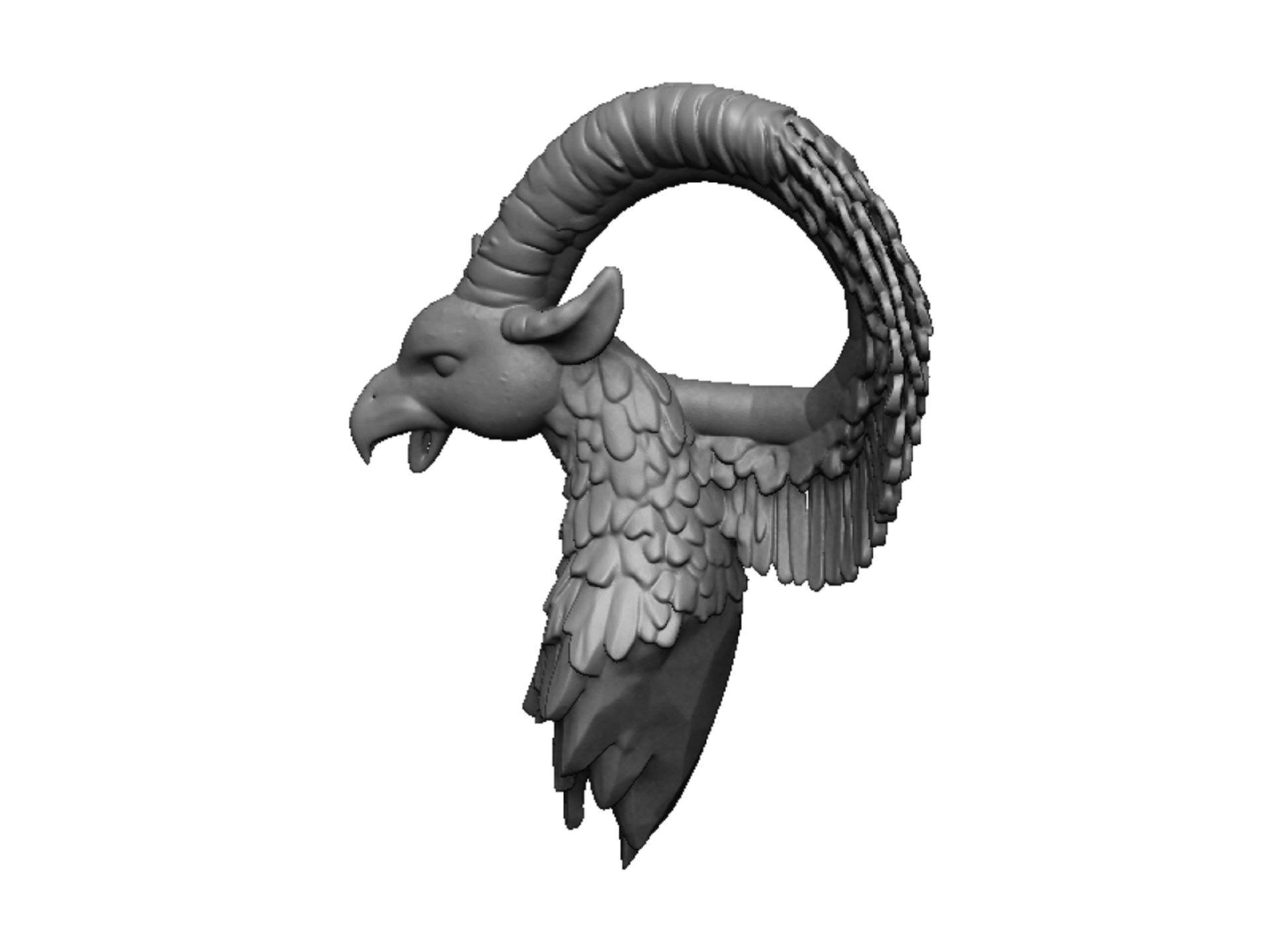 ram and eagle pendant 3D print model_4