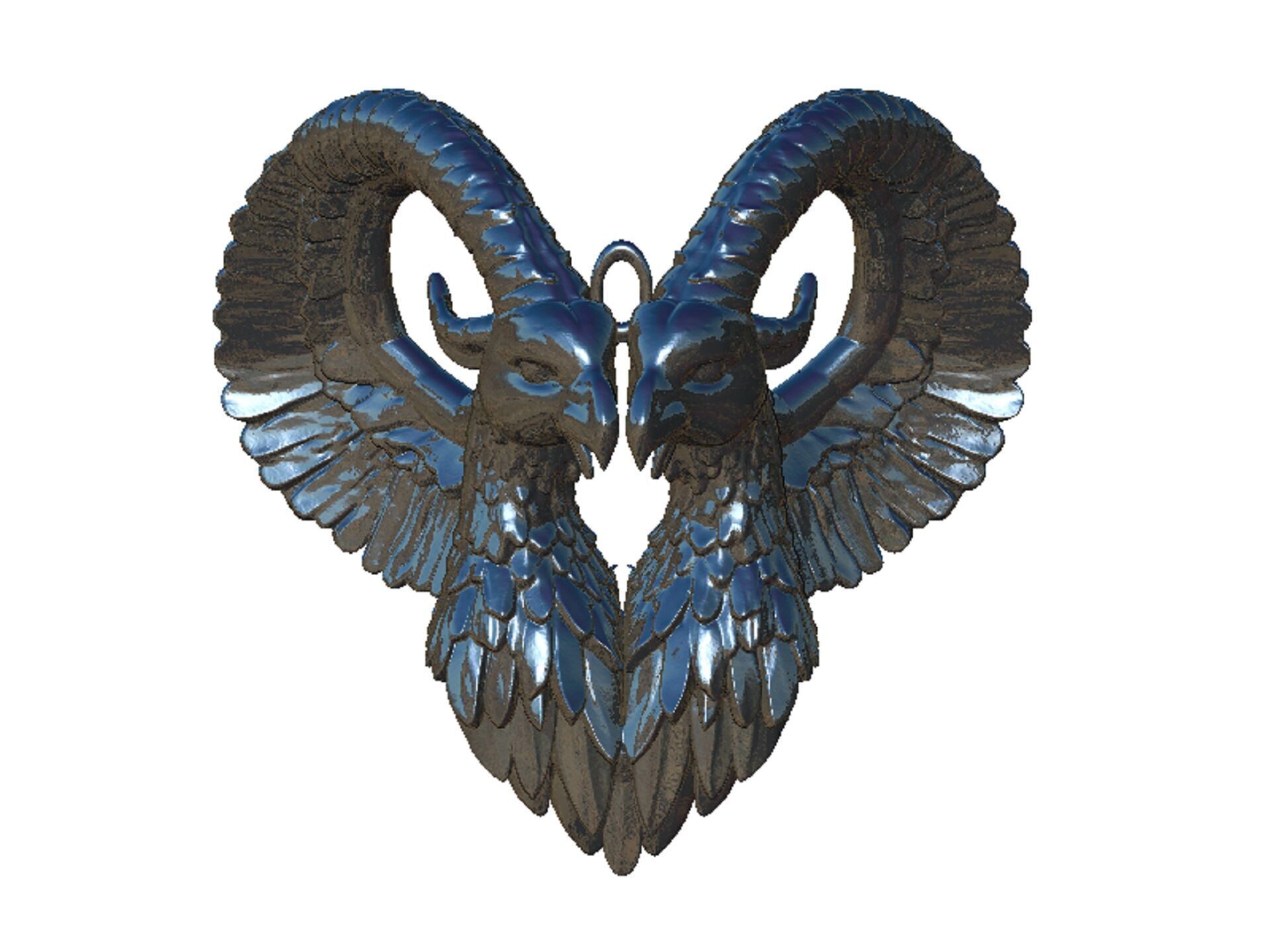 ram and eagle pendant 3D print model_7