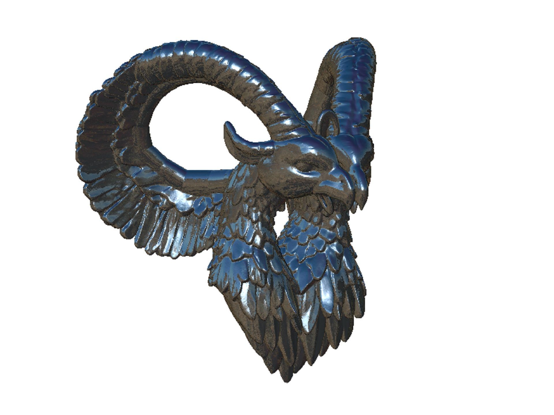 ram and eagle pendant 3D print model_8