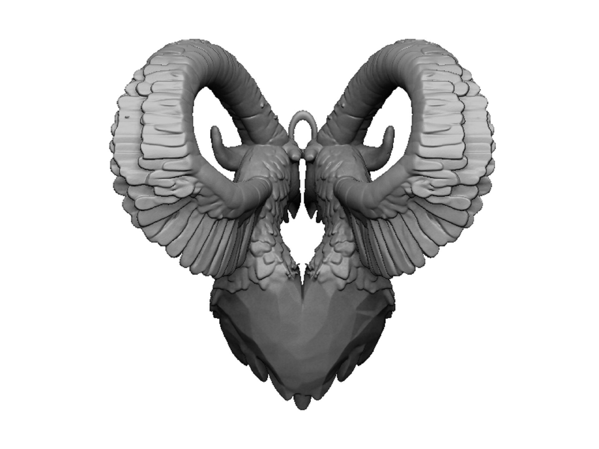 ram and eagle pendant 3D print model_3