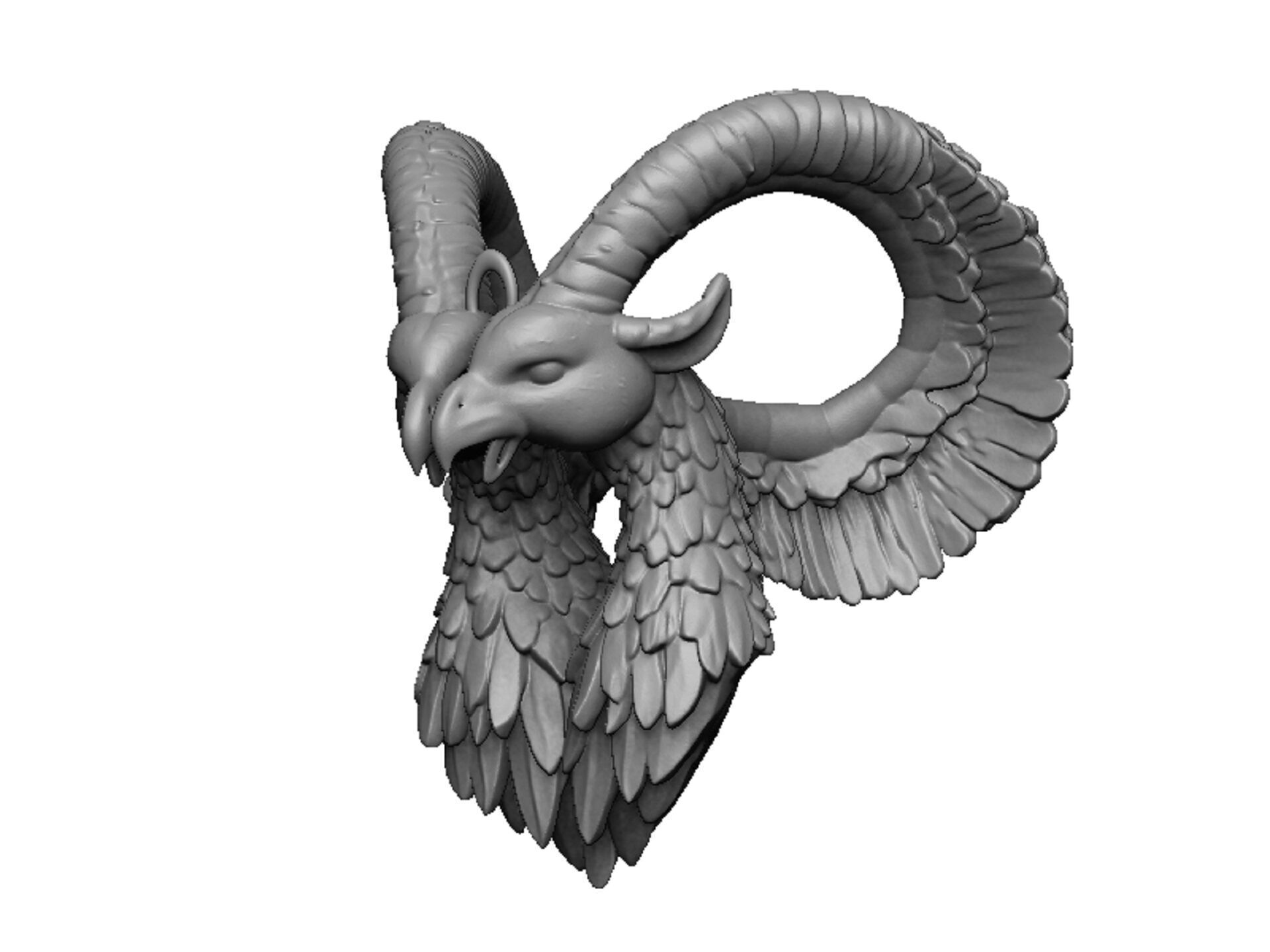 ram and eagle pendant 3D print model_5
