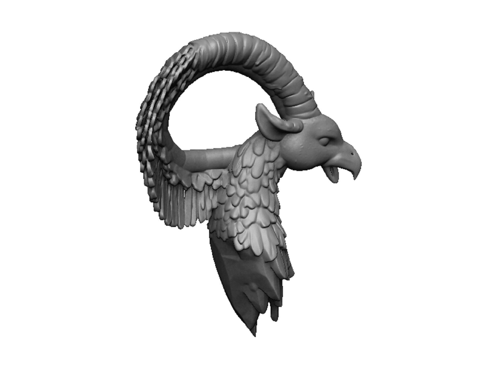 ram and eagle pendant 3D print model_2