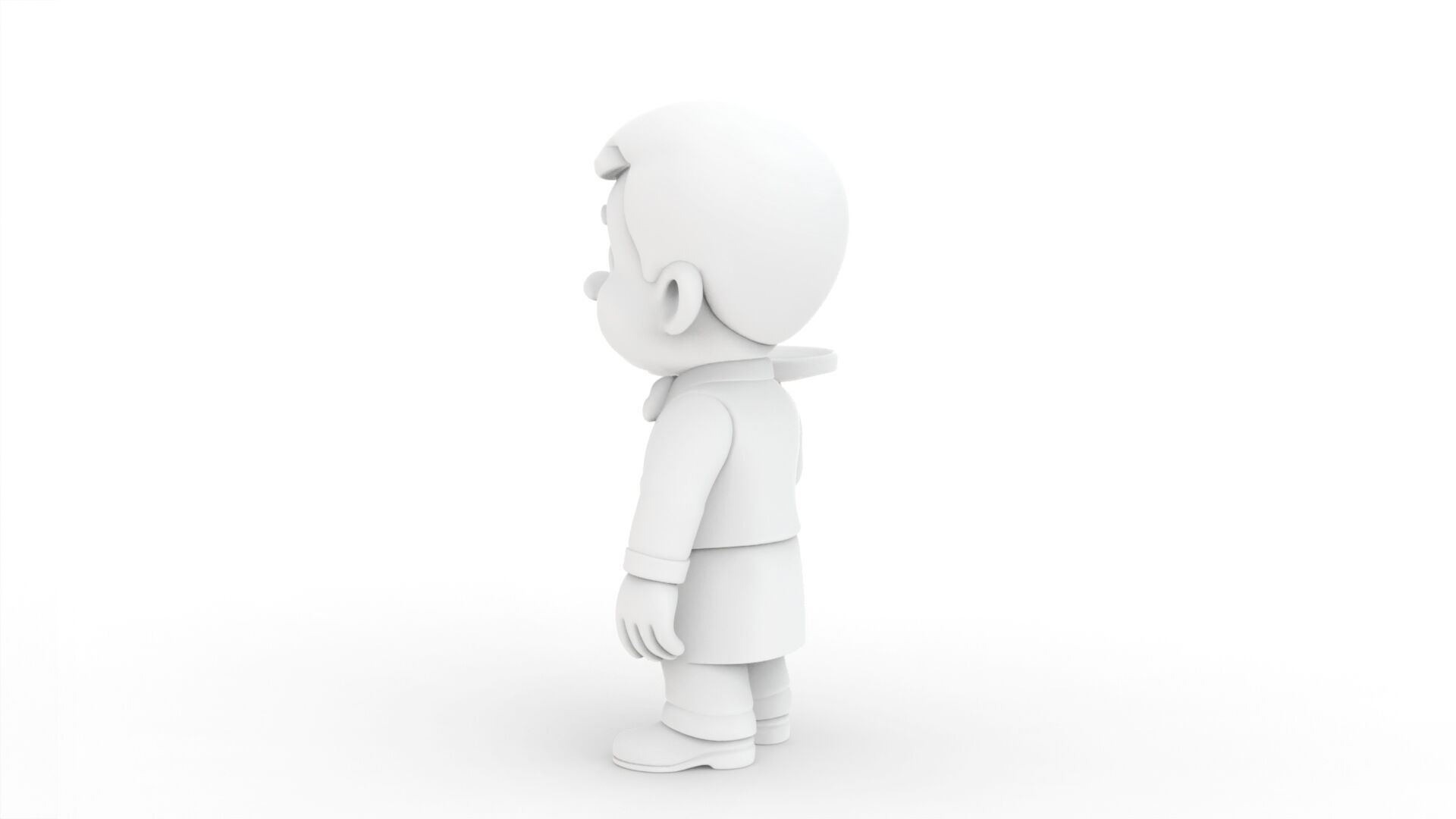 Cartoon Waiter Character 3D Print Model Bow Tie Tray Figurine 3D print model_1