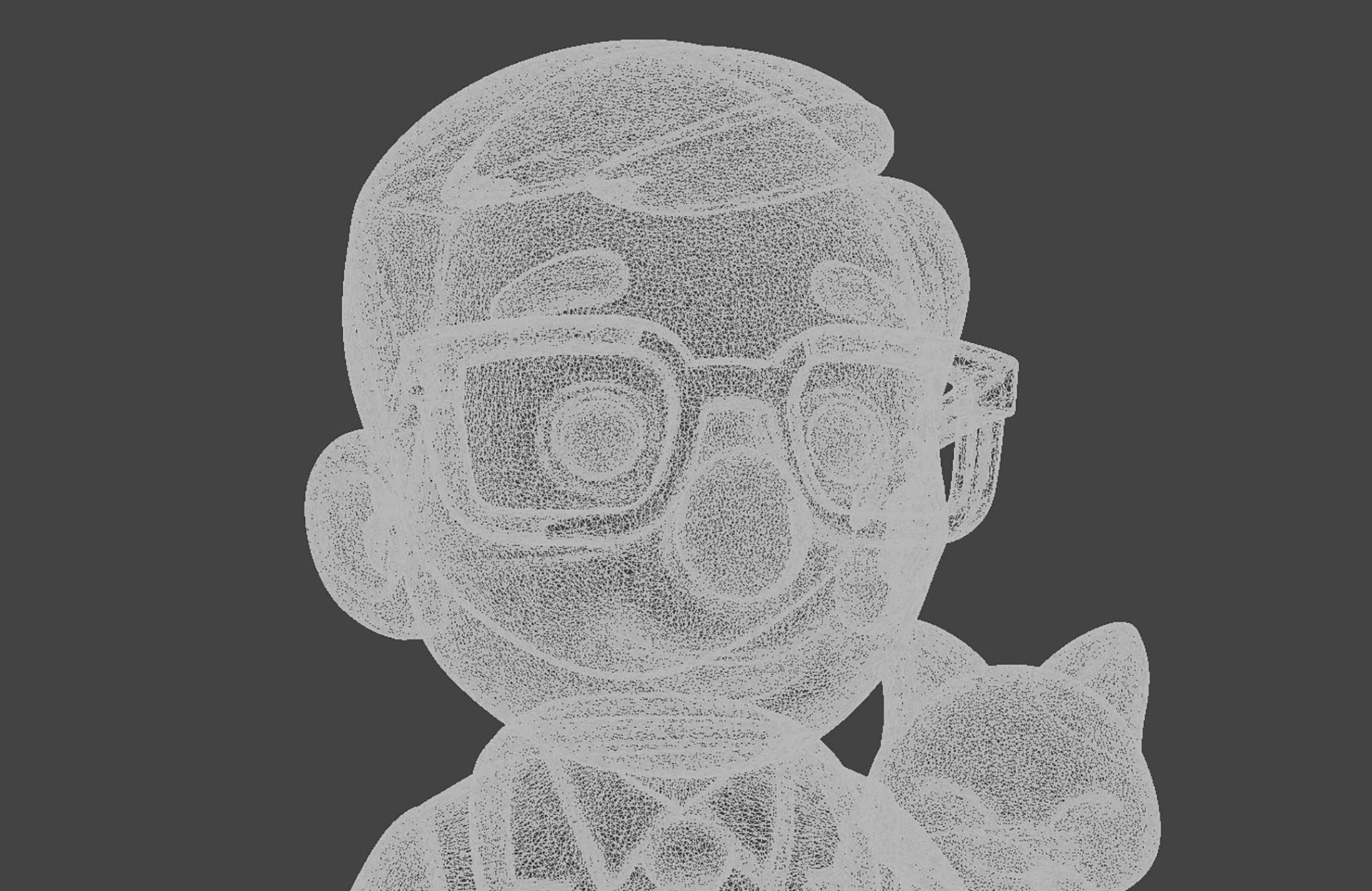 Veterinarian Cartoon Character 3D Model with Cat for Printing 3D print model_2