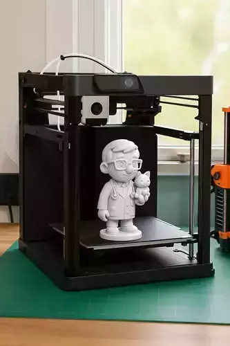 Veterinarian Cartoon Character 3D Model with Cat  for Printing