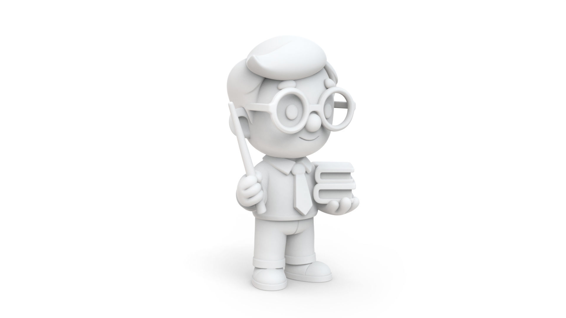 Teacher Cartoon Character 3D Model for Classroom Themes 3D print model_8