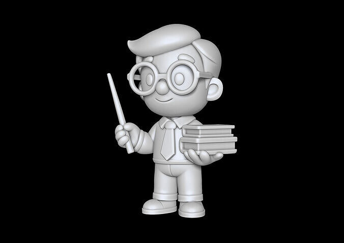 Teacher Cartoon Character 3D Model for Classroom Themes 3D print model