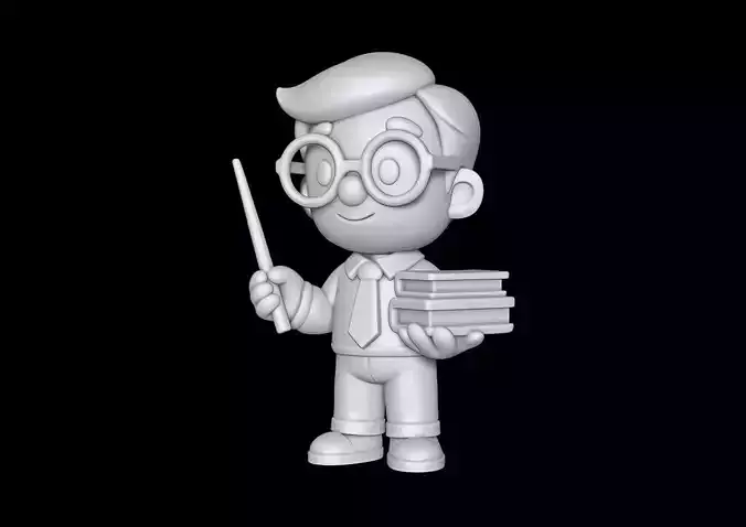 Teacher Cartoon Character 3D Model for Classroom Themes