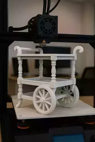 Tea Cart 3D Print Miniature Furniture Three Tier STL
