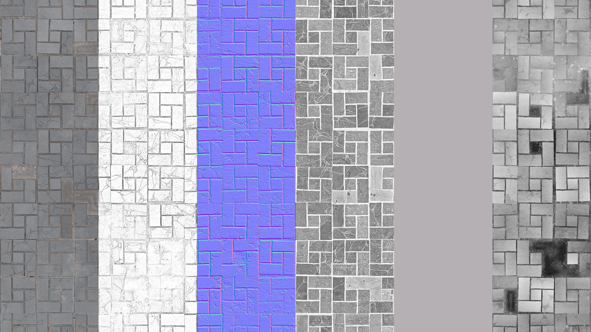 Basket Weave Stone Pavers Seamless PBR Material Texture_4