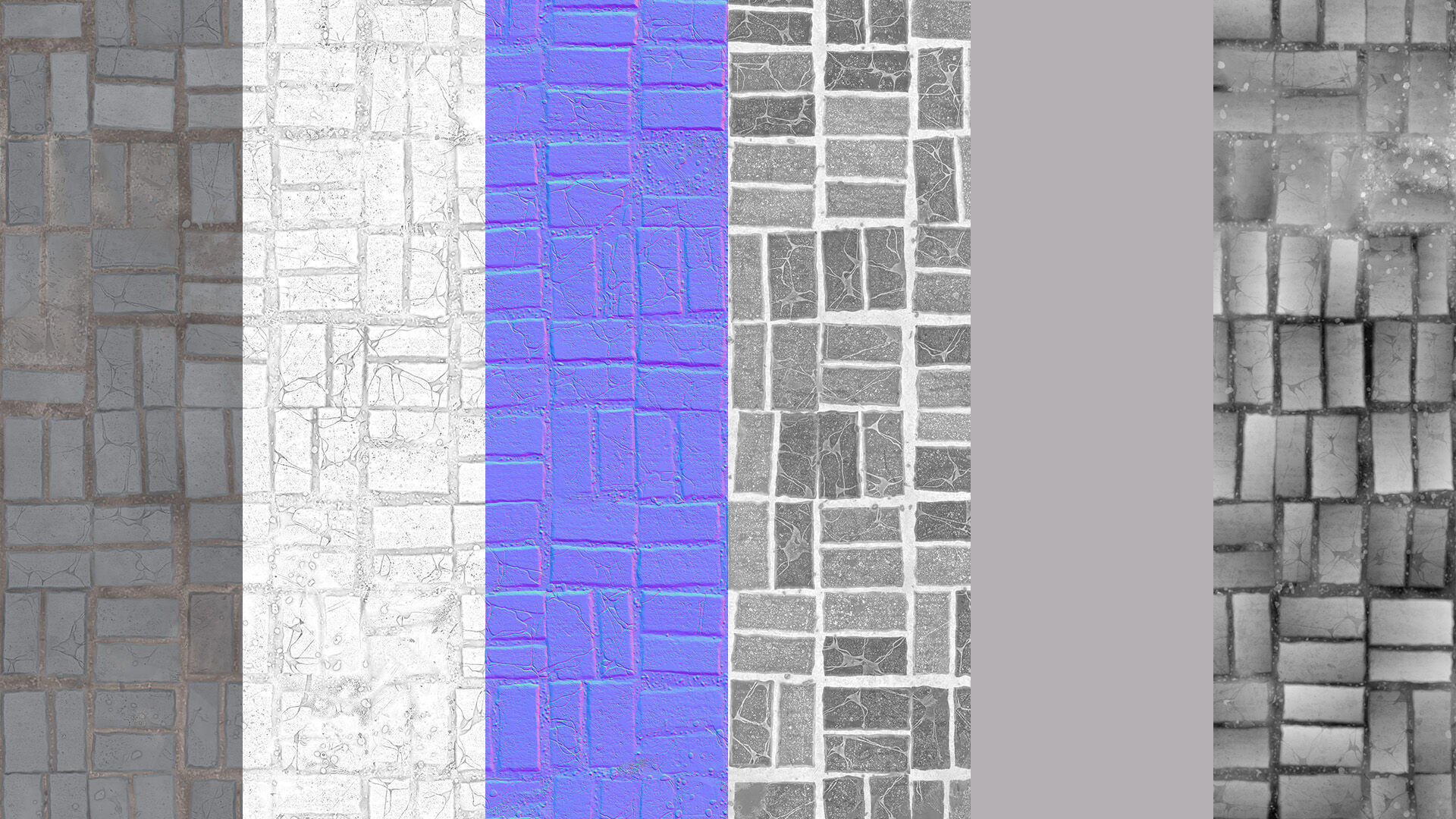 Brick Tile Stone Pavers Seamless PBR Material Texture_4