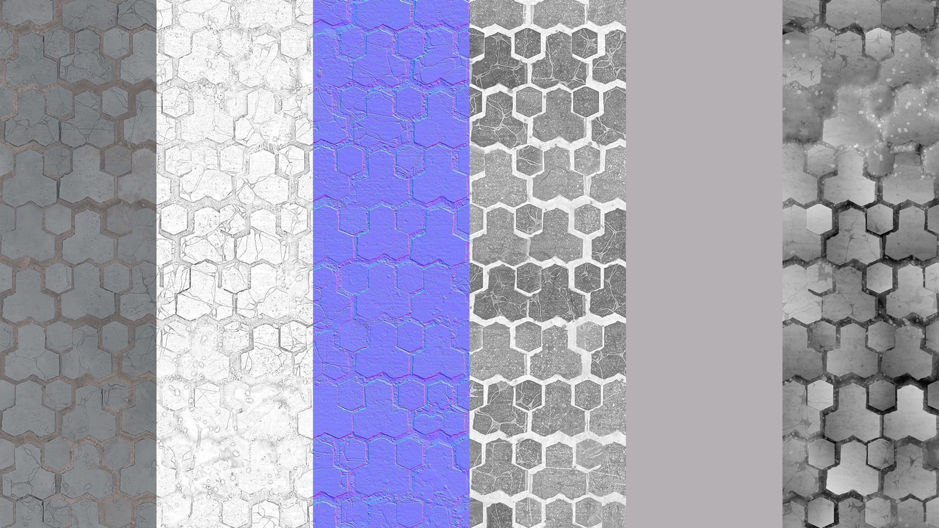 Hex Stone Pavers Seamless PBR Material Texture_3