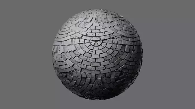 Radial Fan Stone Pavers Seamless PBR Material Texture