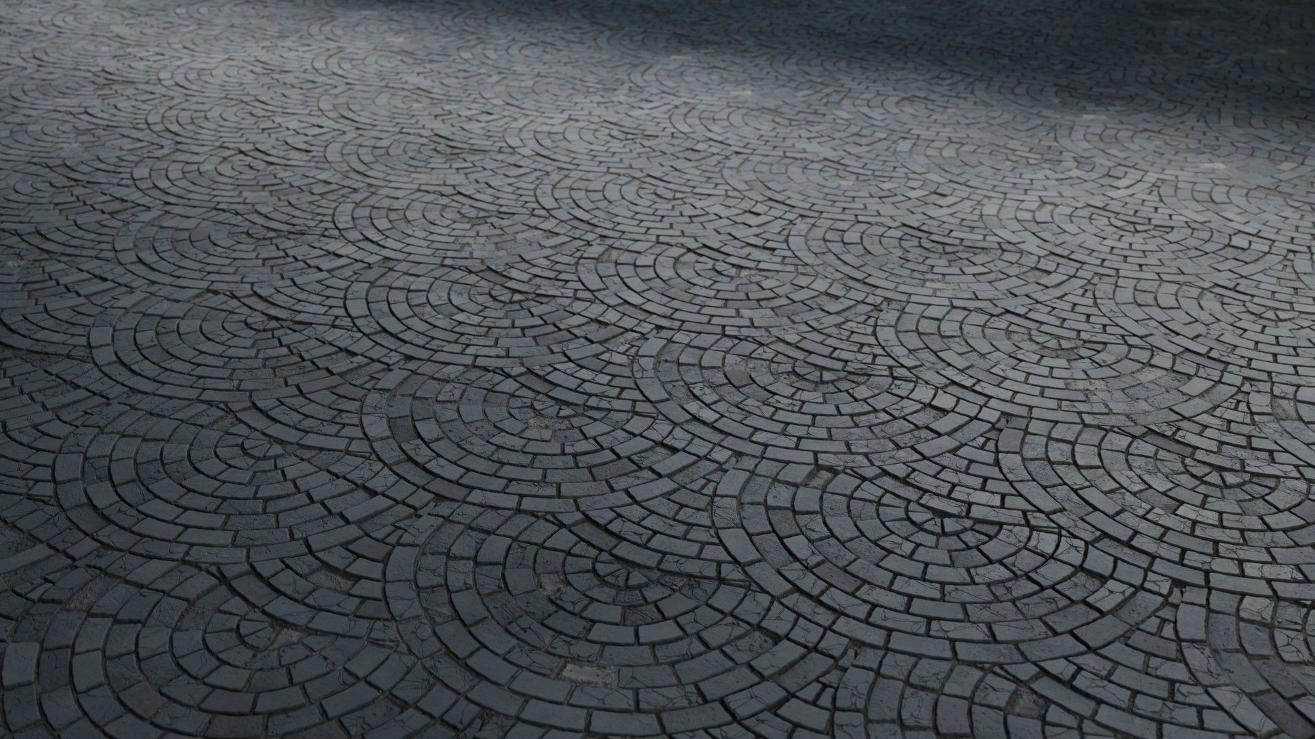 Radial Fan Stone Pavers Seamless PBR Material Texture_1