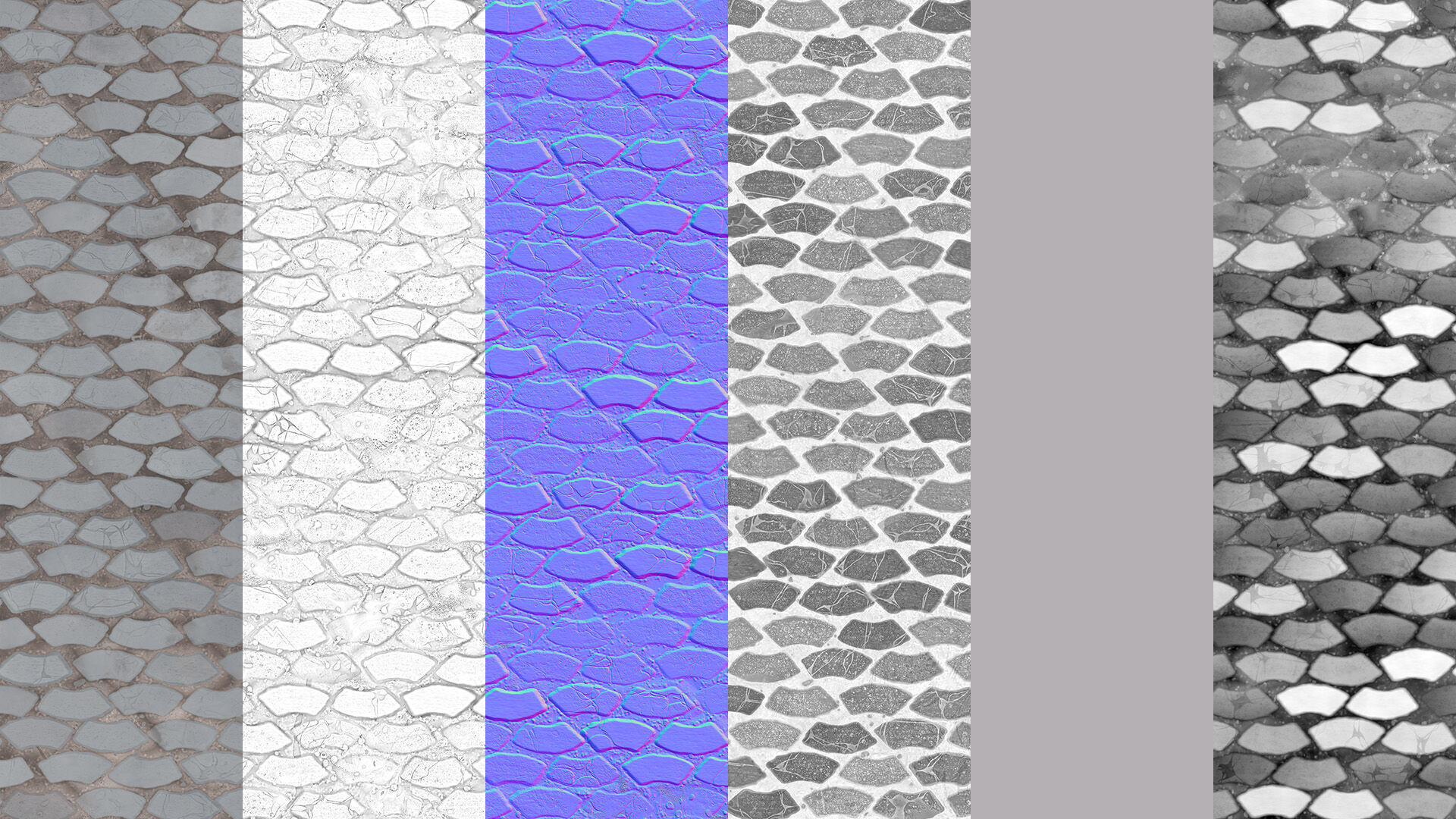 Wavy Stone Pavers Seamless PBR Material Texture_3