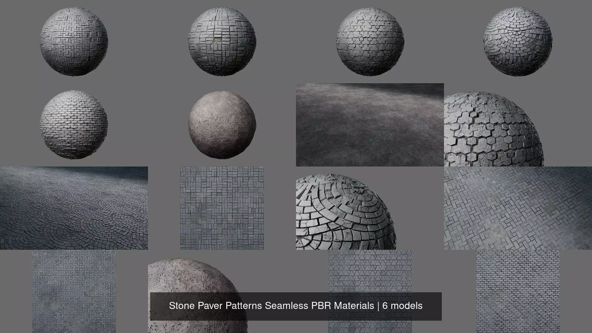 Stone Paver Patterns Seamless PBR Materials Texture_0