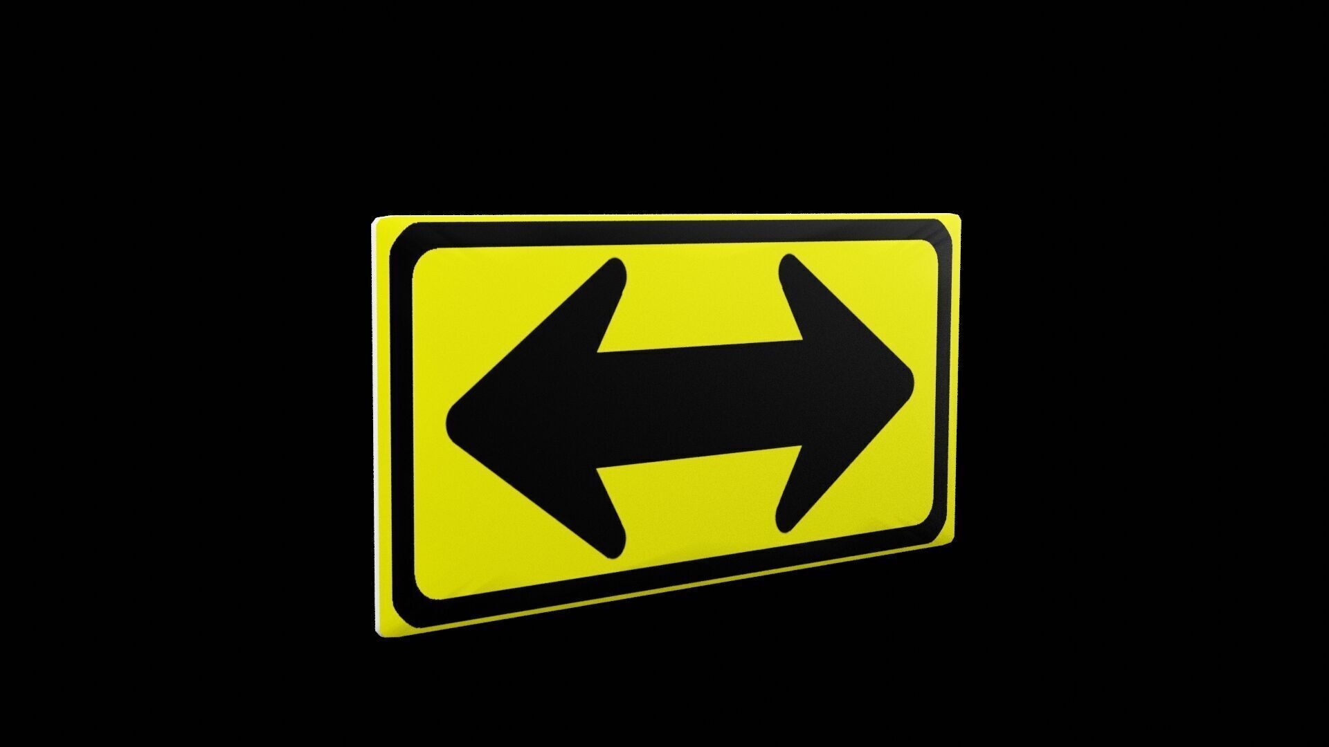 Street Sign Rectangle Double Wide Low-poly 3D model_5