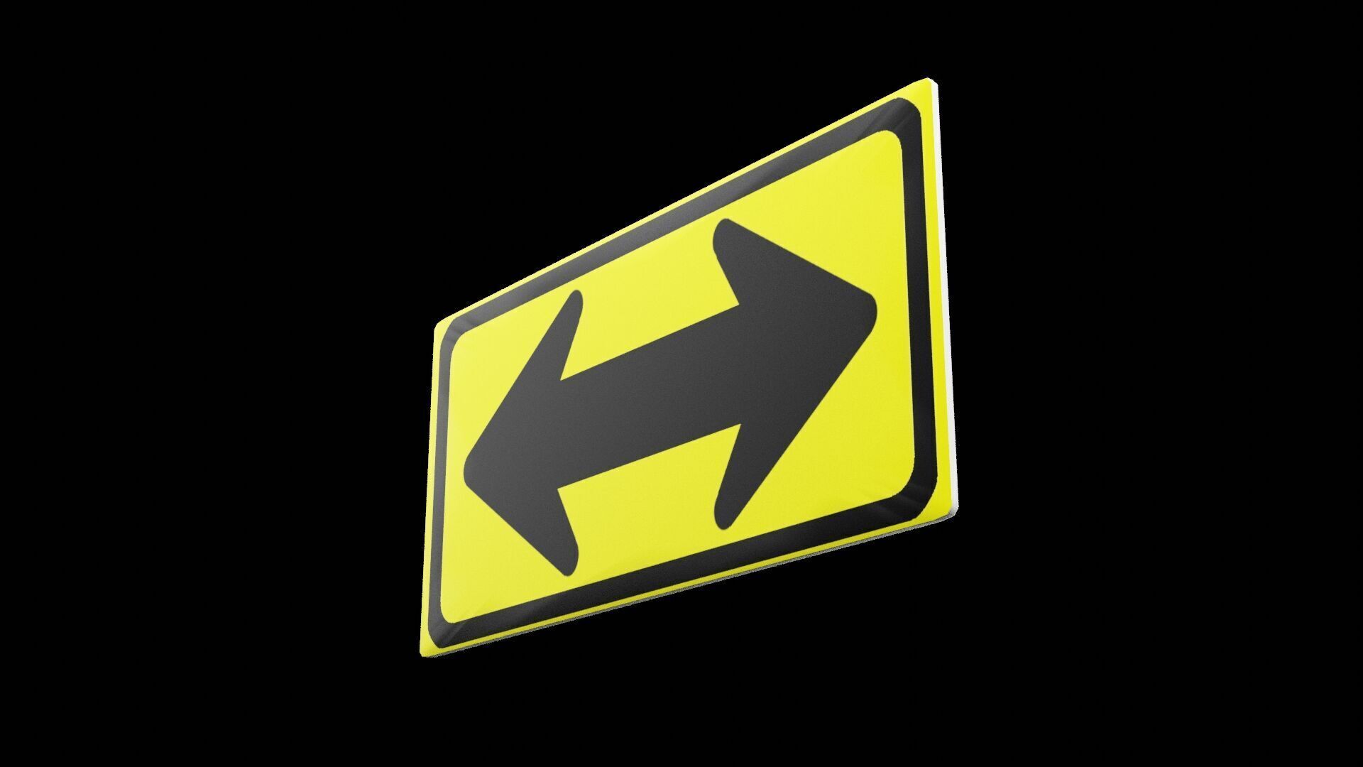 Street Sign Rectangle Double Wide Low-poly 3D model_7