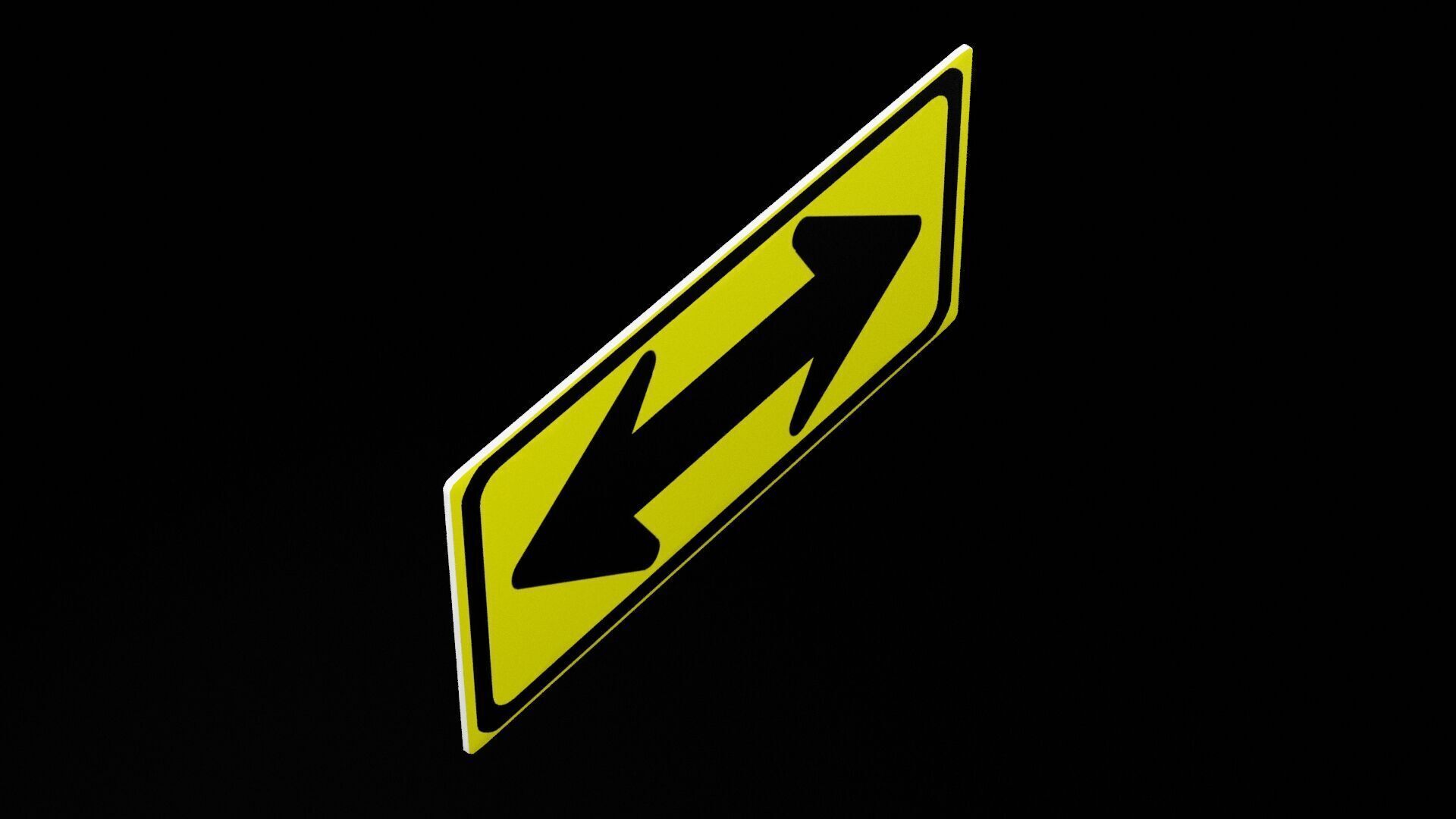 Street Sign Rectangle Double Wide Low-poly 3D model_1