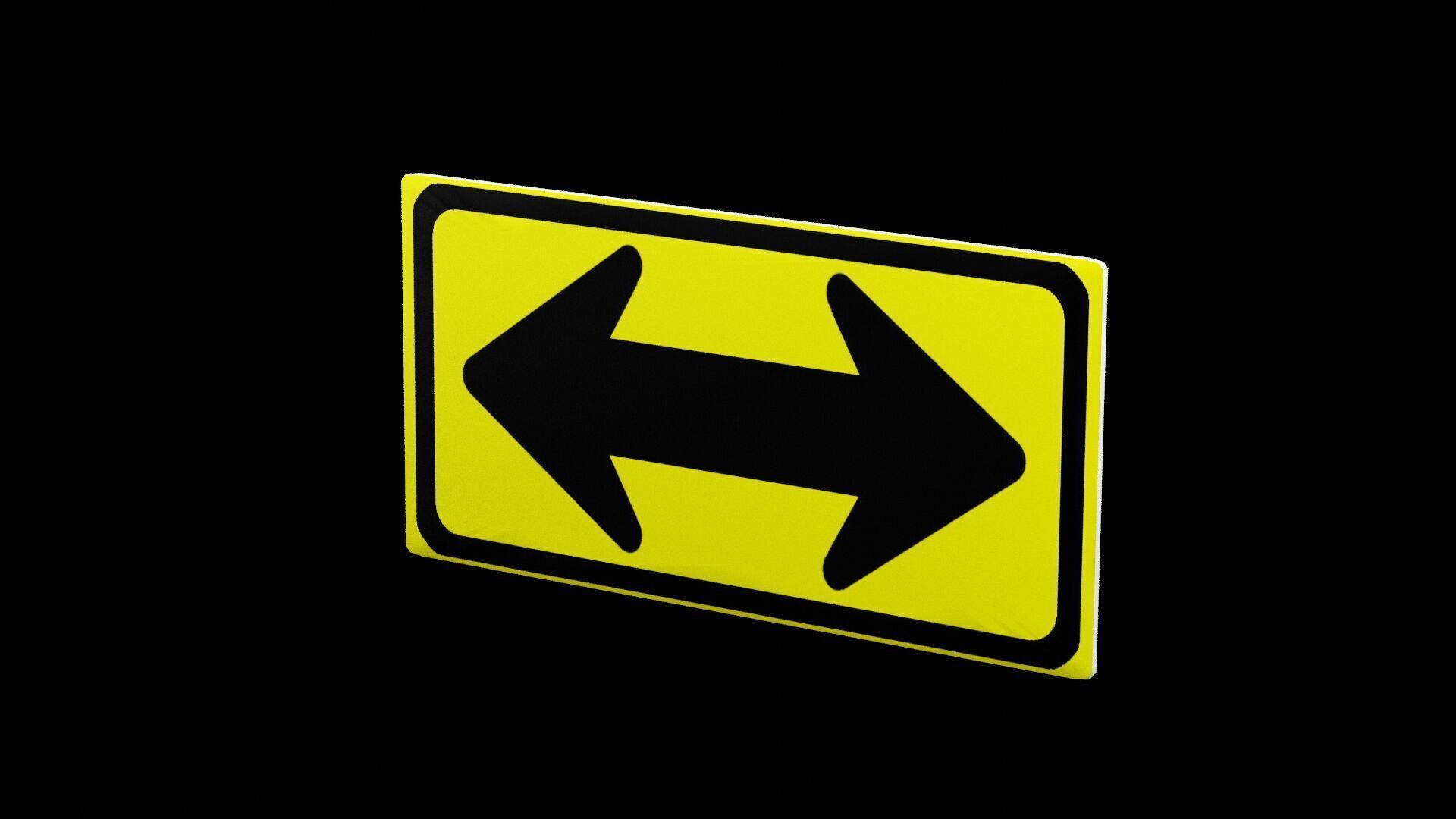 Street Sign Rectangle Double Wide Low-poly 3D model_2