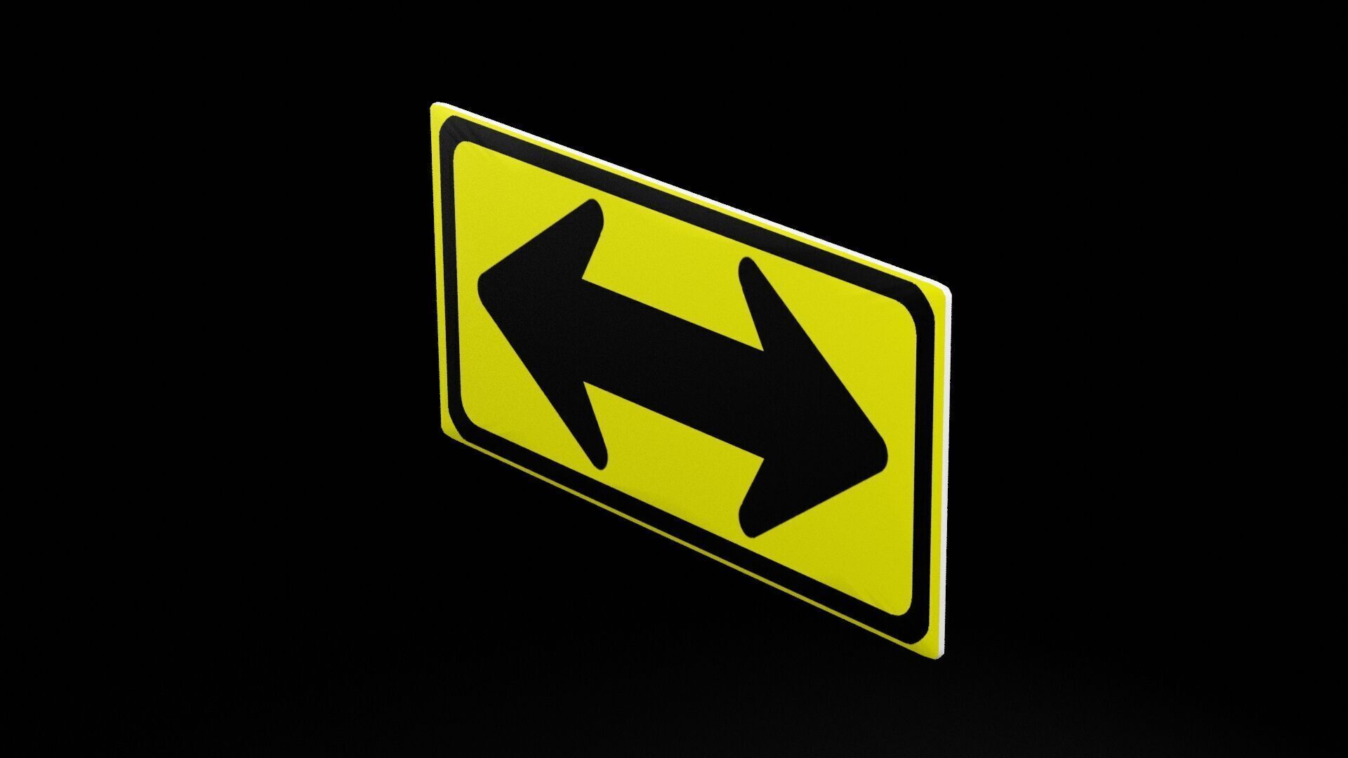 Street Sign Rectangle Double Wide Low-poly 3D model_4