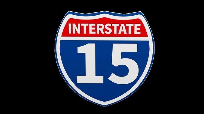 Street Sign Interstate Low-poly 3D model