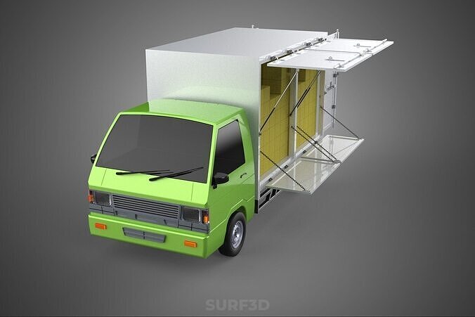 DROP SIDE PANEL DELIVERY BOX TRUCK PICKUP CARGO FREIGHT CUBE VAN 3D model