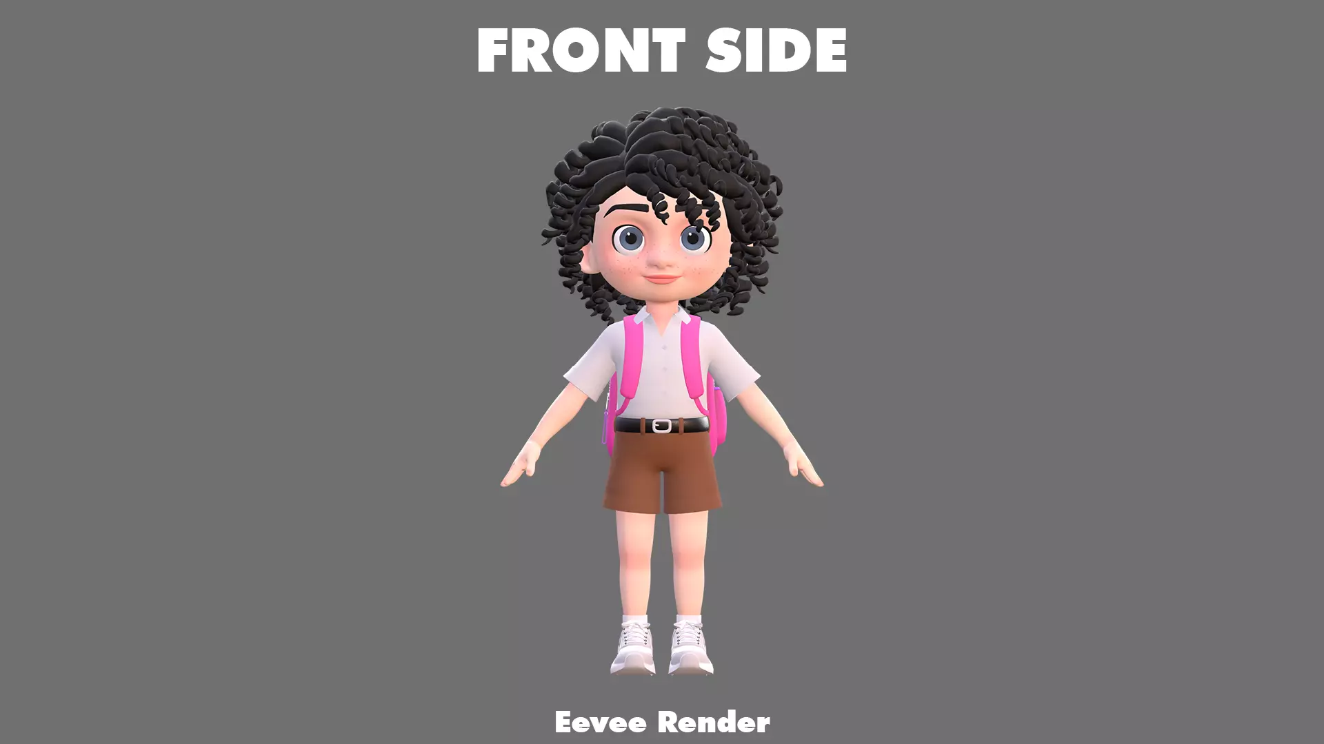 Cartoon Girl Character Low-poly 3D model_13