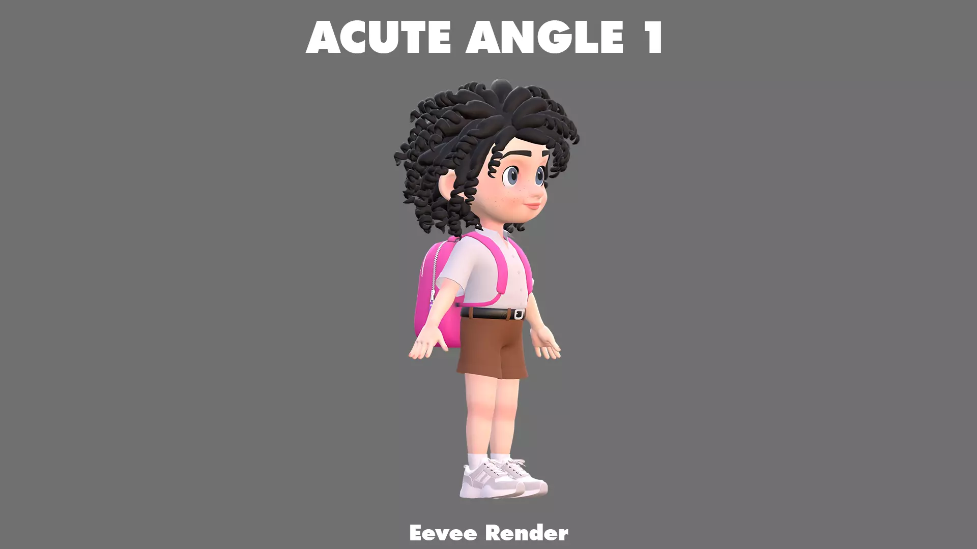 Cartoon Girl Character Low-poly 3D model_17