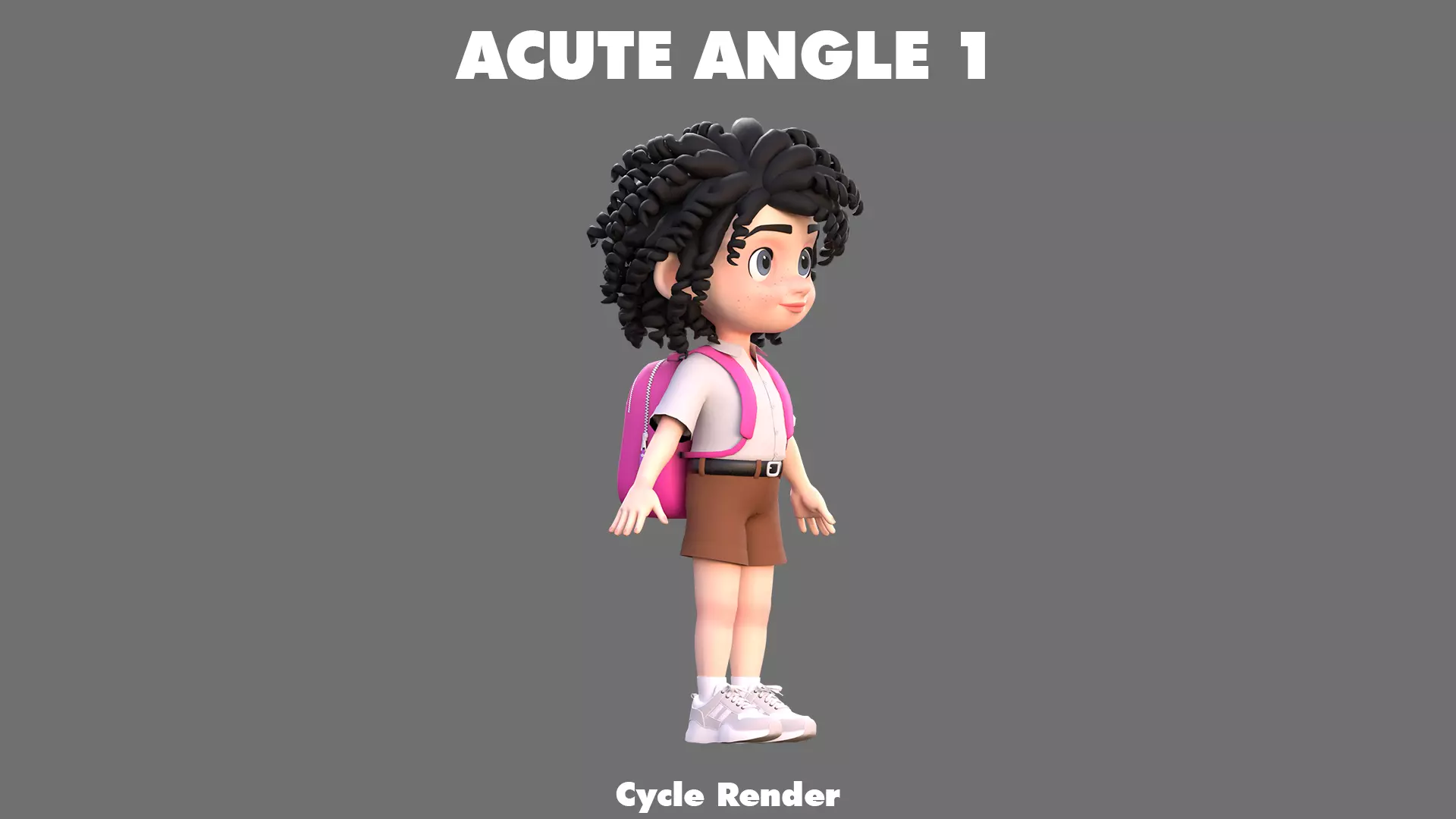 Cartoon Girl Character Low-poly 3D model_11