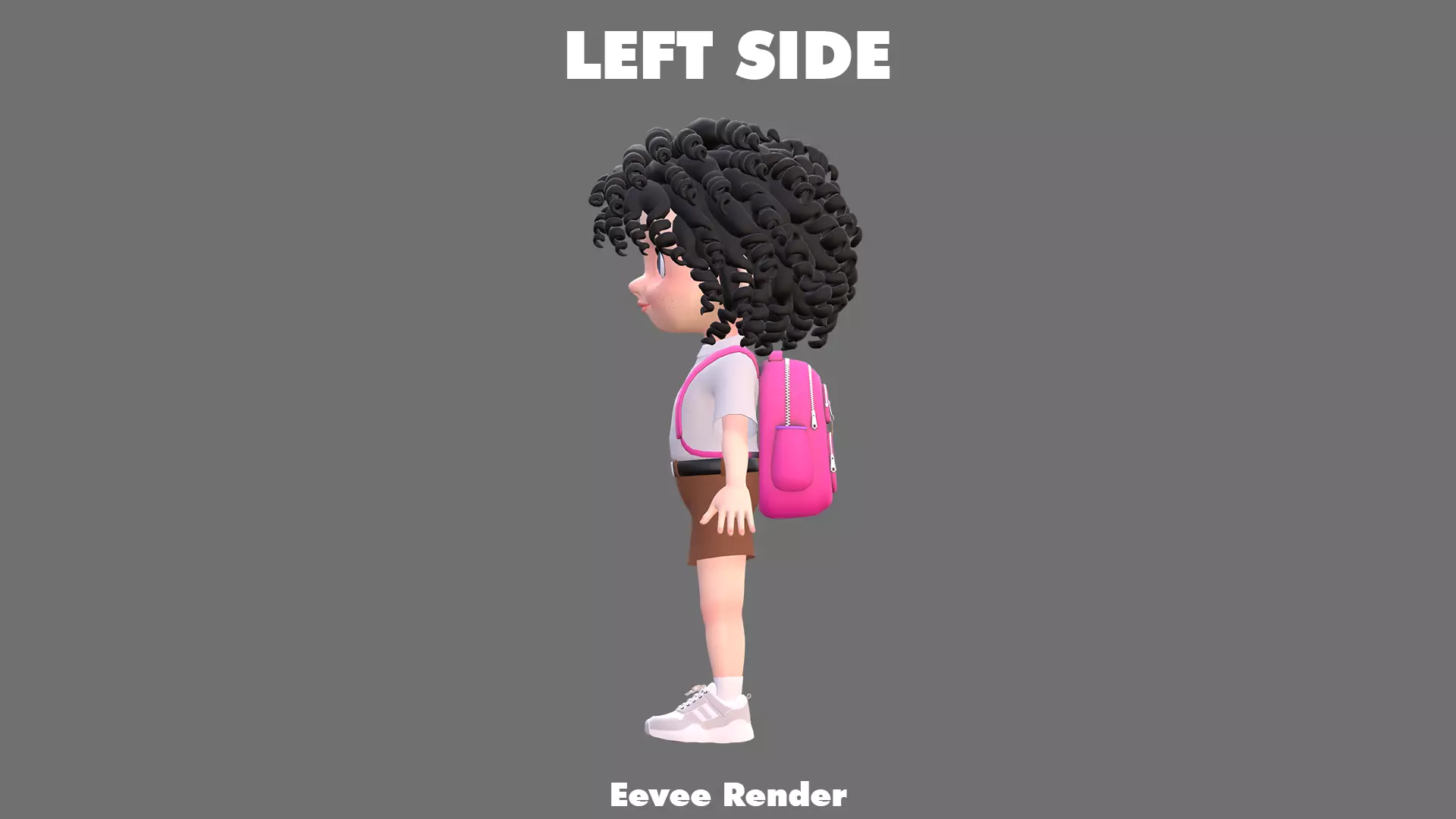 Cartoon Girl Character Low-poly 3D model_16